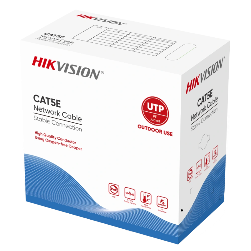 Кабель вита пара Hikvision (для зовнішньої прокладки) UTP CAT 5E DS-1LN5EO-UU / E