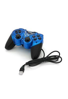 Геймпад проводной для ПК USB-908 USB 2.0 Double Shock (Blue)