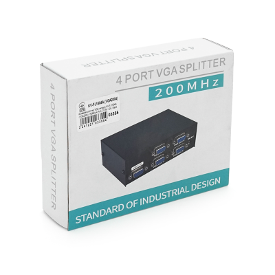 Активний спліттер VGA сигналу KV-FJ1504A  (VGA2004) 150MHz 4 Port, DC5V / 2A, Black