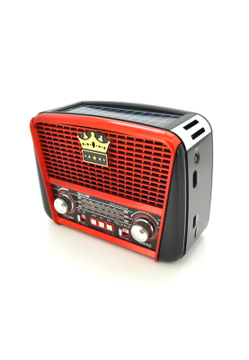 Радіоприймач GOLON RX455S, LED, 6W, AM/FM радіо, Вхід microSD, USB, живлення від 220+АКБ+2*LR20, корпус пластмас, Black/Red, BOX
