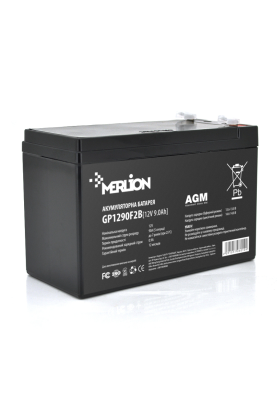 Акумуляторна батарея MERLION AGM GP1290F2B 12 V 9 Ah (150 x 65 x 95 (100)) Black Q10/480