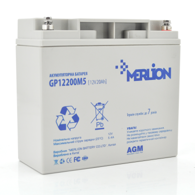 Акумуляторна батарея MERLION AGM GP12200M5 12 V 20 Ah ( 180 x 78 x 165 (168) )  Q4