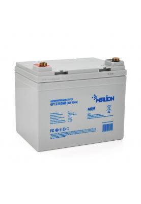 Акумуляторна батарея MERLION AGM GP12330M6 12 V 33 Ah ( 195 x 130 x 155 (165) ) White Q1