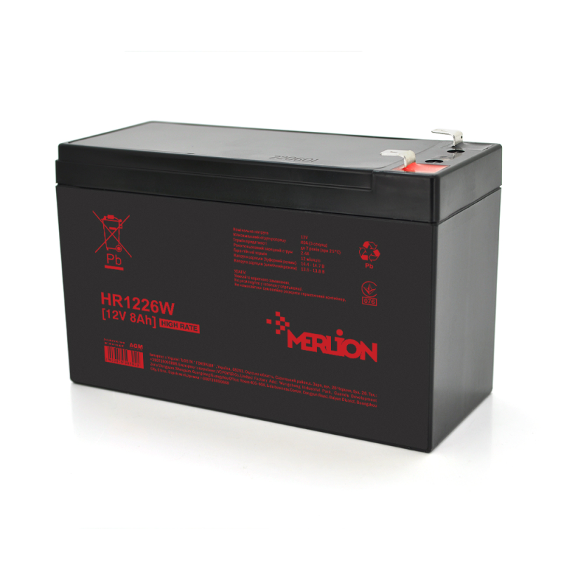 Аккумуляторна батарея MERLION HR1226W, 12V 8Ah  ( 151 х 65 х 94 (100) ) Black