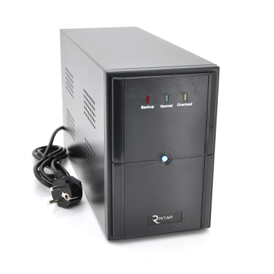 ДБЖ Ritar E-RTM1500 (900W) ELF-L, LED, AVR, 3st, 3xSCHUKO socket, 2x12V9Ah, metal Case Q2 (405*195*285)   11,5 кг (340*120*190)