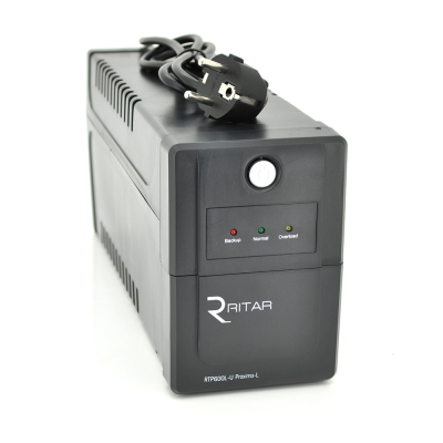 ДБЖ Ritar RTP600L-U (360W) Proxima-L, LED, AVR, 2st, USB, 2xSCHUKO socket, 1x12V7Ah, plastik Case (340 x 140 X 205) Q4
