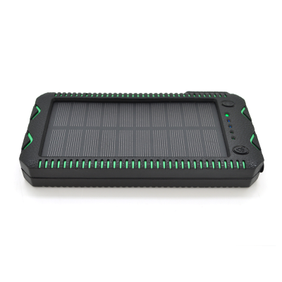 Power bank 30000 mAh Solar,2хFlashlight,5V/200mA, Input:5V/2A(microUSB), Output:5V/2A(2хUSB), rubberized case, Black/Green, BOX