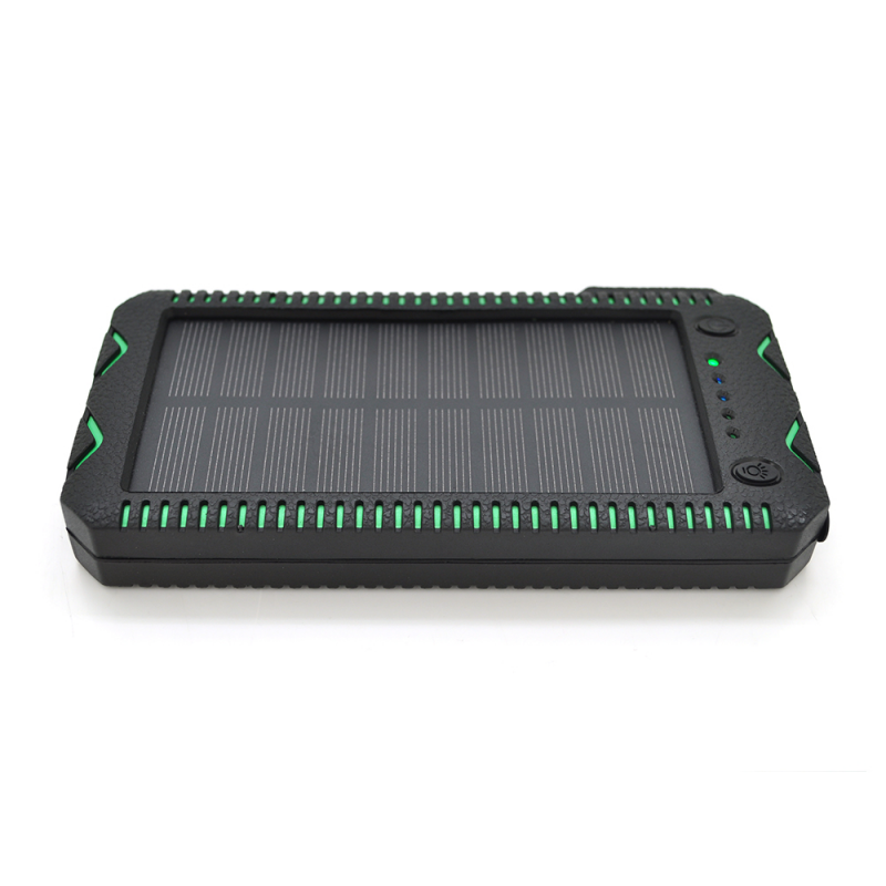 Power bank 30000 mAh Solar,2хFlashlight,5V/200mA, Input:5V/2A(microUSB), Output:5V/2A(2хUSB), rubberized case, Black/Green, BOX