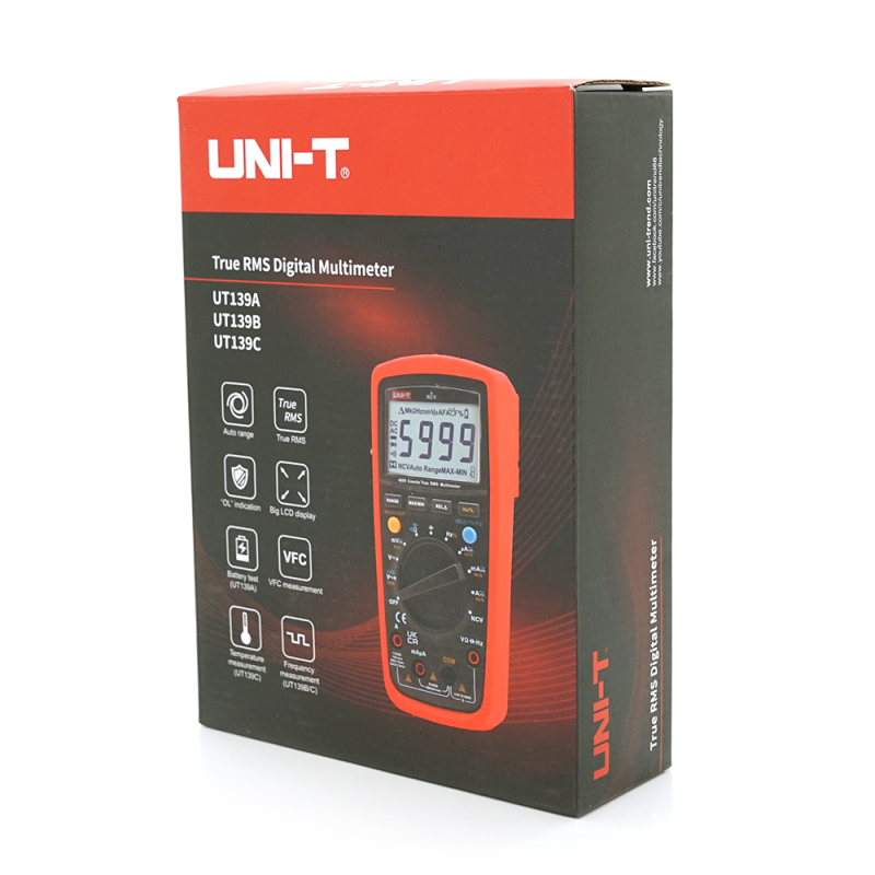 Мультиметр UNI-T UT139A Вимірювання: V (AC/DC), A (AC/DC), Ω, NCV (True RMS).