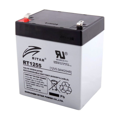Акумуляторна батарея AGM RITAR RT1255, Black Case, 12V 5.5Ah ( 90 х 70 х 101 (107) ) Q10