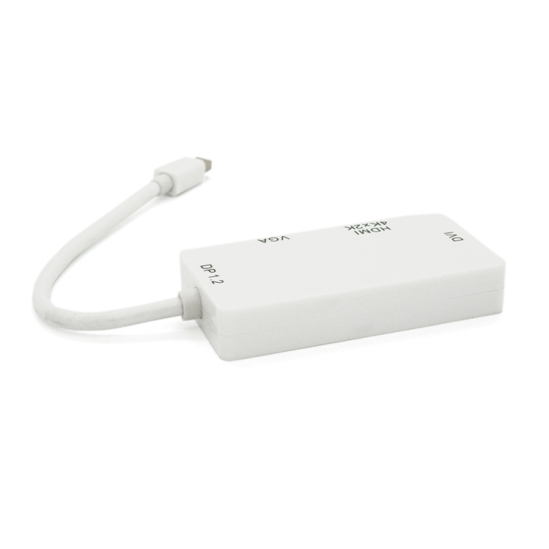 Конвертер mini Display Port (тато) на HDMI/VGA/DVI(мама) 30cm, White, 4K/2K, Пакет