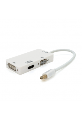 Конвертер mini Display Port (тато) на HDMI/VGA/DVI(мама) 30cm, White, 4K/2K, Пакет