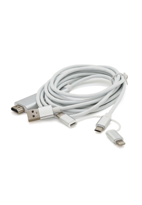 Конвертер MHL Type-C/Micro/Lighting (тато) + USB (тато) => HDMI(тато) 1.8м, Black, 4K/2K, BOX