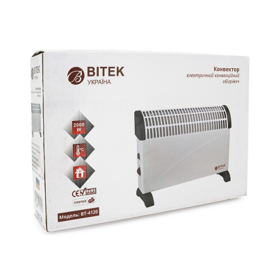 Електричний конвектор BITEK BT-4120. Потужність: 2000 Вт (3 режими: 750/1250/2000 Вт). White. Box Електричний конвектор BITEK BT-4120. Потужність: 2000 Вт (3 режими: 750/1250/2000 Вт). White. Box