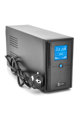 ДБЖ Ritar E-RTM650 (390W) ELF-D, LCD, AVR, 2st, 2xSCHUKO socket, 1x12V7Ah, metal Case. Q4 (370*130*210) 4.8 кг (310*85*140)