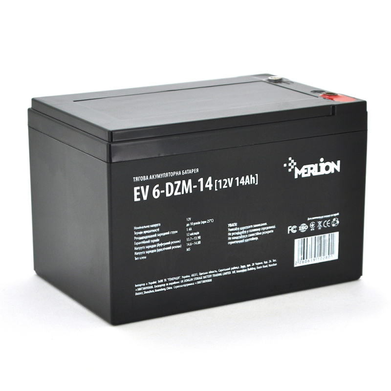 Тягова акумуляторна батарея Merlion EV 6-DZM-14, 12V 14Ah M5 (151*98*100), Q4