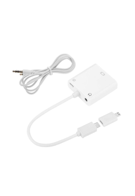 Конвертер MHL microUSB (тато) => VGA(мама) + Audio Jack3.5, 0.1м, White, BOX