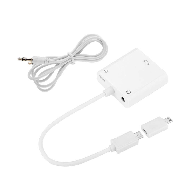 Конвертер MHL microUSB (тато) => VGA(мама) + Audio Jack3.5, 0.1м, White, BOX