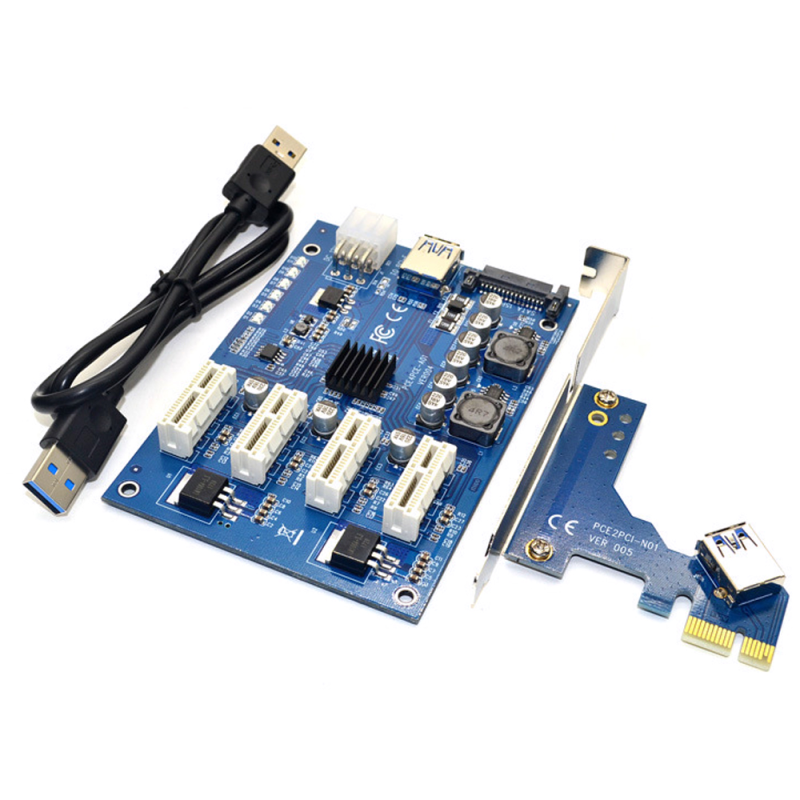 Cпліттер-розгалужувач-хаб PCI-e x 1 на 3 порту х 1, BOX