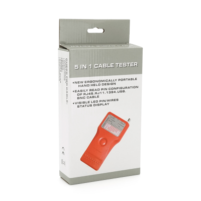 Кабельний тестер Merlion  мультифункціональний 5 в 1 RJ-11 / RJ-45 / BNC / USB /1394