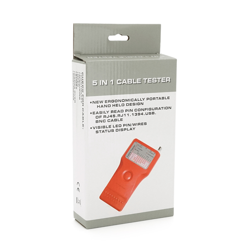 Кабельний тестер Merlion  мультифункціональний 5 в 1 RJ-11 / RJ-45 / BNC / USB /1394