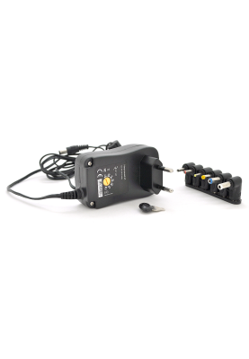 Універсальний БП Input 100V-240V 50-60Mhz, Output :3V-12V-1.5.A 18W, 6 Г-подібних роз'ємів 2.35*0.75/ 3.0*1.1/3.5*1.35/4.0*1.7 /5.5 BOX