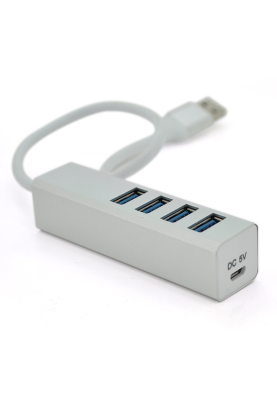 Хаб USB 3.0 алюмінієвий, 4порта, 20 см, Пакет