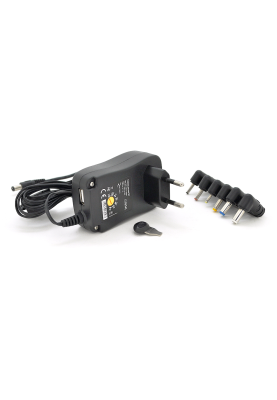 Універсальний БП Input 100V-240V 50-60Mhz, Output :3V-12V-2.1A 30W, 6 Г-подібних роз'ємів 2.35*0.75/ 3.0*1.1/3.5*1.35/4.0*1.7 /5.5