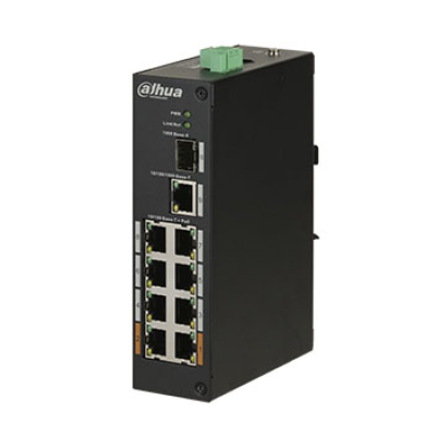 Комутатор POE DH-PFS3110-8ET-96 48V з 8 портами POE 100Мбіт + 1 порт UP-Link 1000Мбіт + 1 порт SFP, корпус - метал, Black
