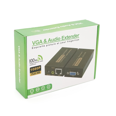 Активний подовжувач VGA 100m по кручений парі через RJ-45, Black, BOX