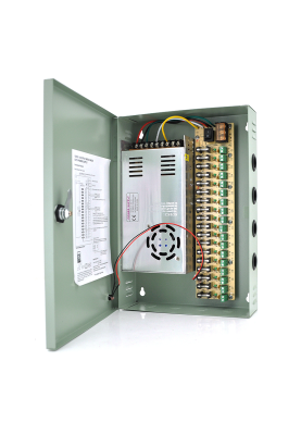 Імпульсний блок живлення 12V-30A / 18CH в боксі з замком перфорований, 18-ти канальний, Q14