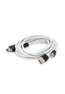 Конвертер MHL Lighting (тато) + USB (тато) => HDMI(тато) 1.8м, White, 4K/2K, BOX