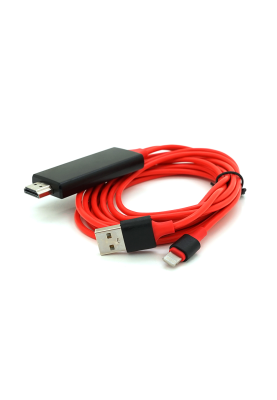 Конвертер MHL Lighting (тато) + USB (тато) => HDMI(тато) 1.8м, Red, 4K/2K, BOX