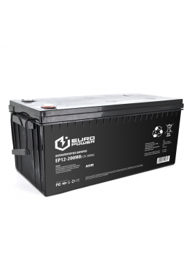Аккумуляторная батарея EUROPOWER AGM EP12-200M8 12V 200Ah ( 522 x 240 x  219) Black Q1