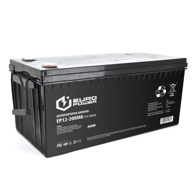 Акумуляторна батарея EUROPOWER AGM EP12-200M8 12V 200Ah (522 x 240 x 219) Black Q1/18