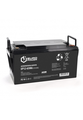 Акумуляторна батарея EUROPOWER AGM EP12-65M6 12 V 65Ah ( 348 x 168 x 178) Black Q1