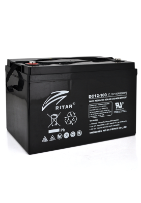 Акумуляторна батарея CARBON RITAR DC12-100C, Black Case, 12V 100.0Ah, 2000-5000 циклів, до 15 років термін служби (355*250*260) Q1