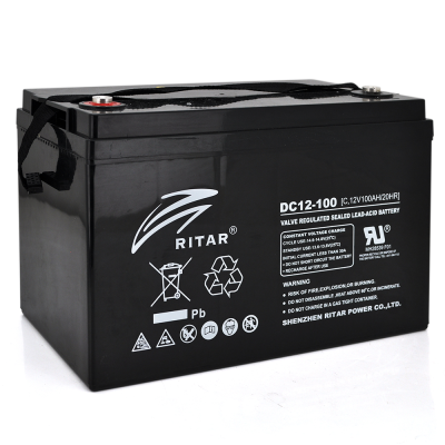 Акумуляторна батарея CARBON RITAR DC12-100C, Black Case, 12V 100.0Ah, 2000-5000 циклів, до 15 років термін служби (355*250*260) Q1