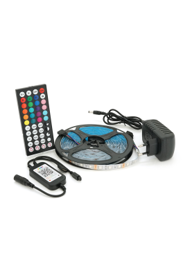 Комплект музичної світлодіодної стрічки 5050 RGB 5 метрів, 60Led, пульт, блок живлення, bluetooth, ip65