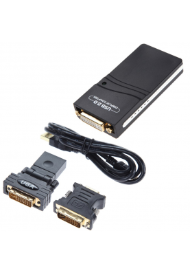 Конвертер USB 2.0 to HDMI / VGA / DVI, Black, Box