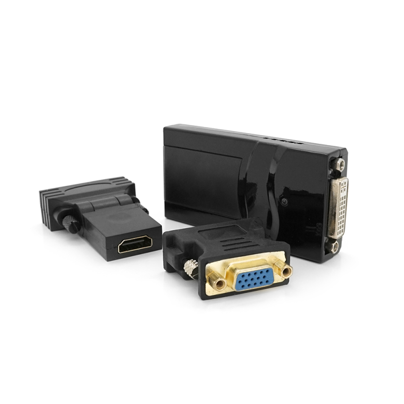 Конвертер USB 2.0 to HDMI / VGA / DVI, Black, Box