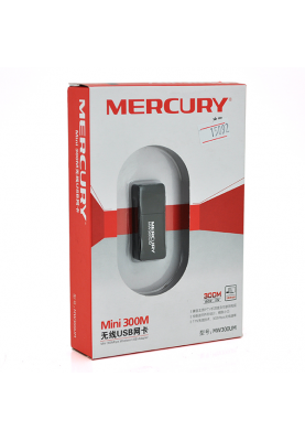Бездротовий мережевий адаптер Wi-Fi-USB MERCURY mini MW300UM, 802.11bgn, 300MB, 2.4 GHz, WIN7 / XP / Vista / 2K / MAC / LINUX, BOX Q300