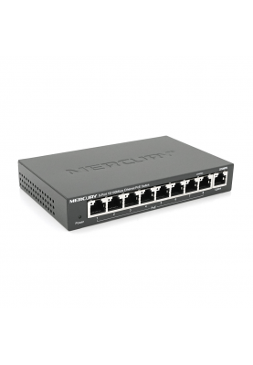 Комутатор POE 48V Mercury S109PS 8 портів POE + 1 порт Ethernet (Uplink) 10/100 Мбіт / сек, БП в комплекті, BOX Q200 (258 * 196 * 66) 0,72 кг (158 * 99 * 25)
