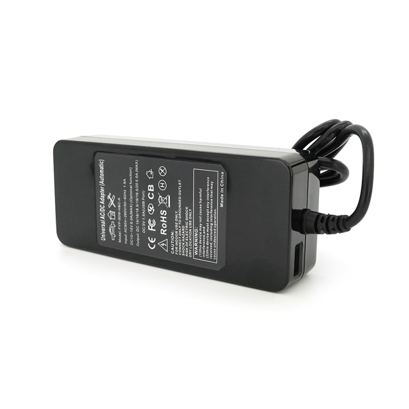 Універсальне АЗП 90W, корпус - пласт, ручне регулювання, 8 роз'ємів,LCD - дисплей, BOX