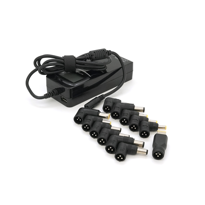 Універсальне АЗП 90W, корпус - пласт, ручне регулювання, 8 роз'ємів,LCD - дисплей, BOX