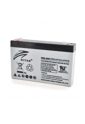 Акумуляторна батарея AGM RITAR HR6-36W, Gray Case, 6V 9.0Ah  ( 151 х 34 х 94 (100 ) 1.35kg Q10