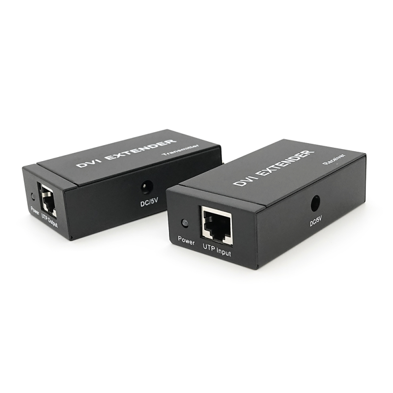 Активний подовжувач DVI 60m по кручений парі через RJ-45, Black, BOX