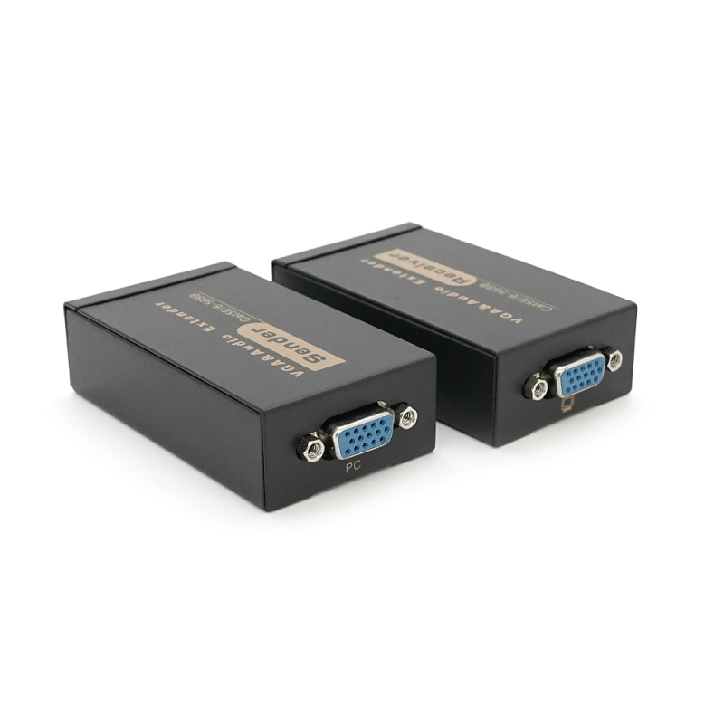 Активний подовжувач VGA сигналу до 100m по витій парі Cat5e / 6e, 1080P, Black, BOX