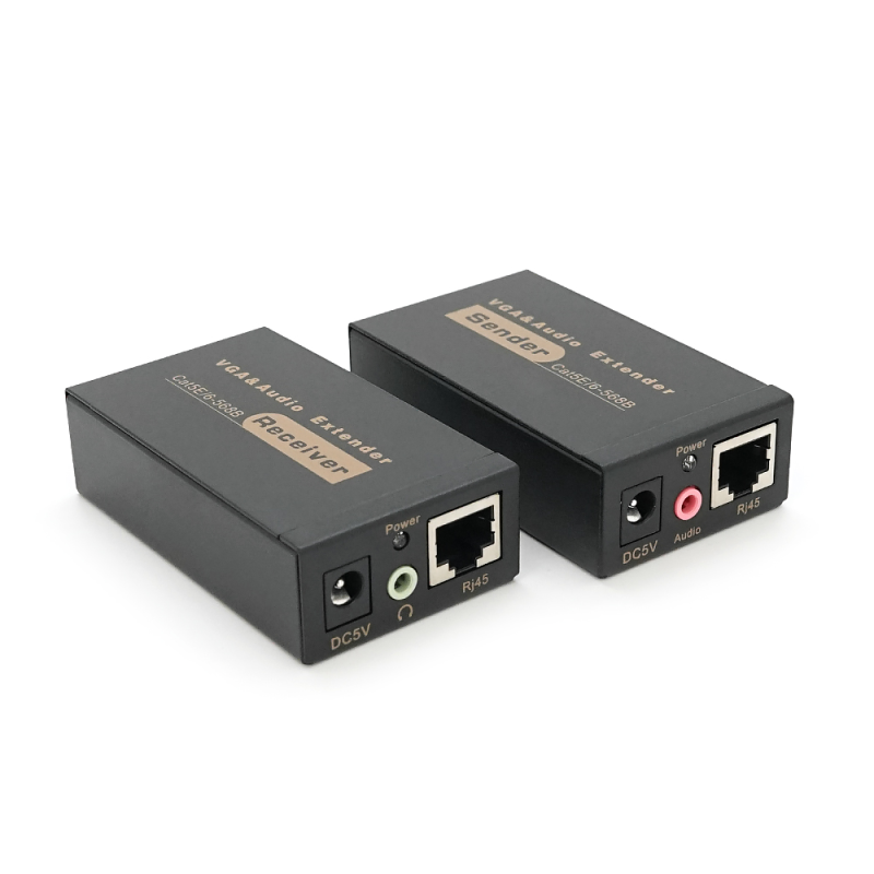 Активний подовжувач VGA сигналу до 100m по витій парі Cat5e / 6e, 1080P, Black, BOX