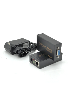 Активний подовжувач VGA сигналу до 100m по витій парі Cat5e / 6e, 1080P, Black, BOX